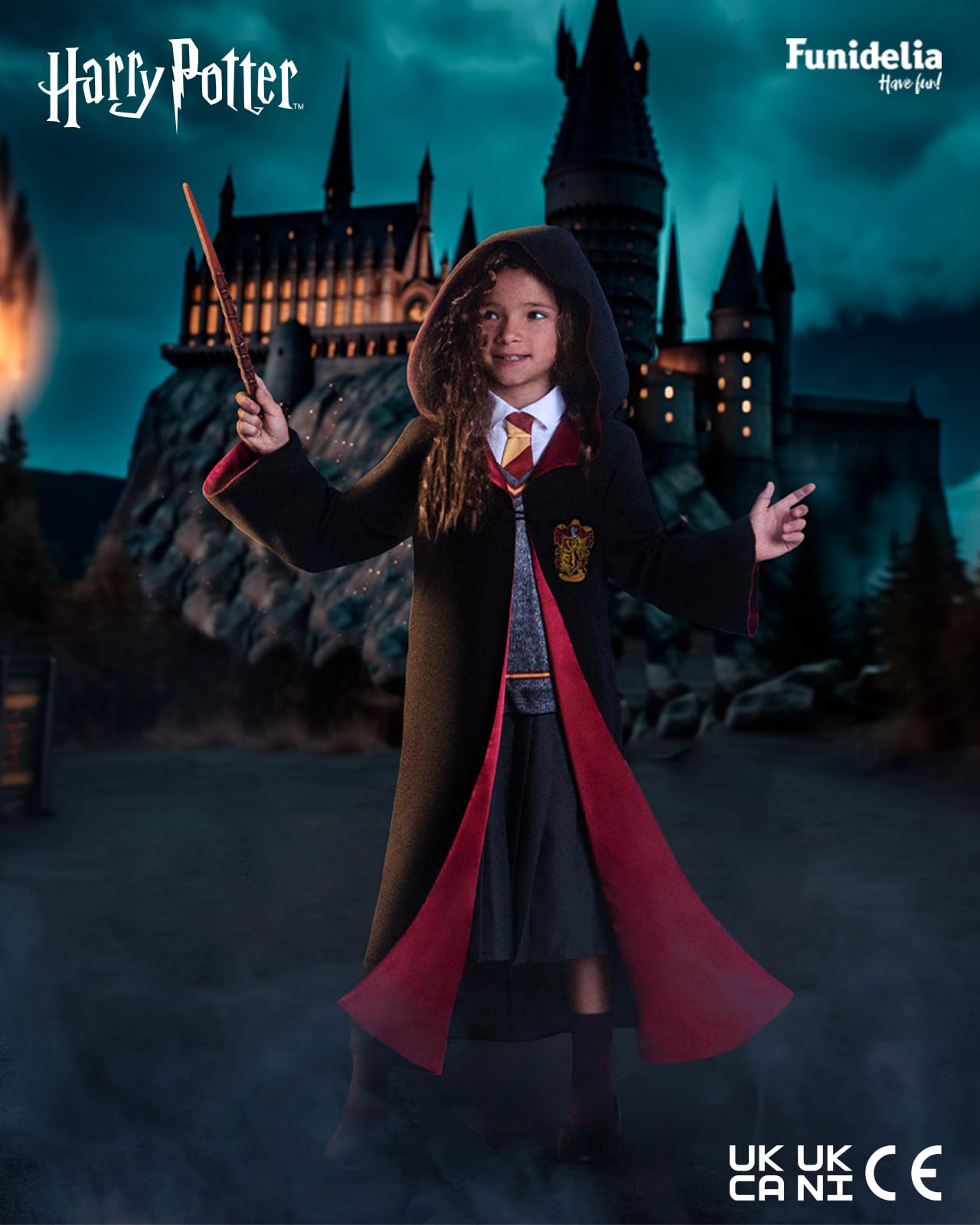 Funidelia | Strój Hermiona Granger Deluxe dla dziewczynek Gryffindor, Czarodzieje, Filmy i seriale, Hogwarts - Strój dla dzieci i zabawne akcesoria na imprezy, karnawał i Halloween - Siwy/Srebrny