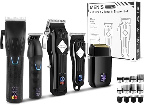 Karrte Kit profesional de cortapeloscortadora de pelobarba para hombres, kit de peluquería para cortadora de pelo (negro)