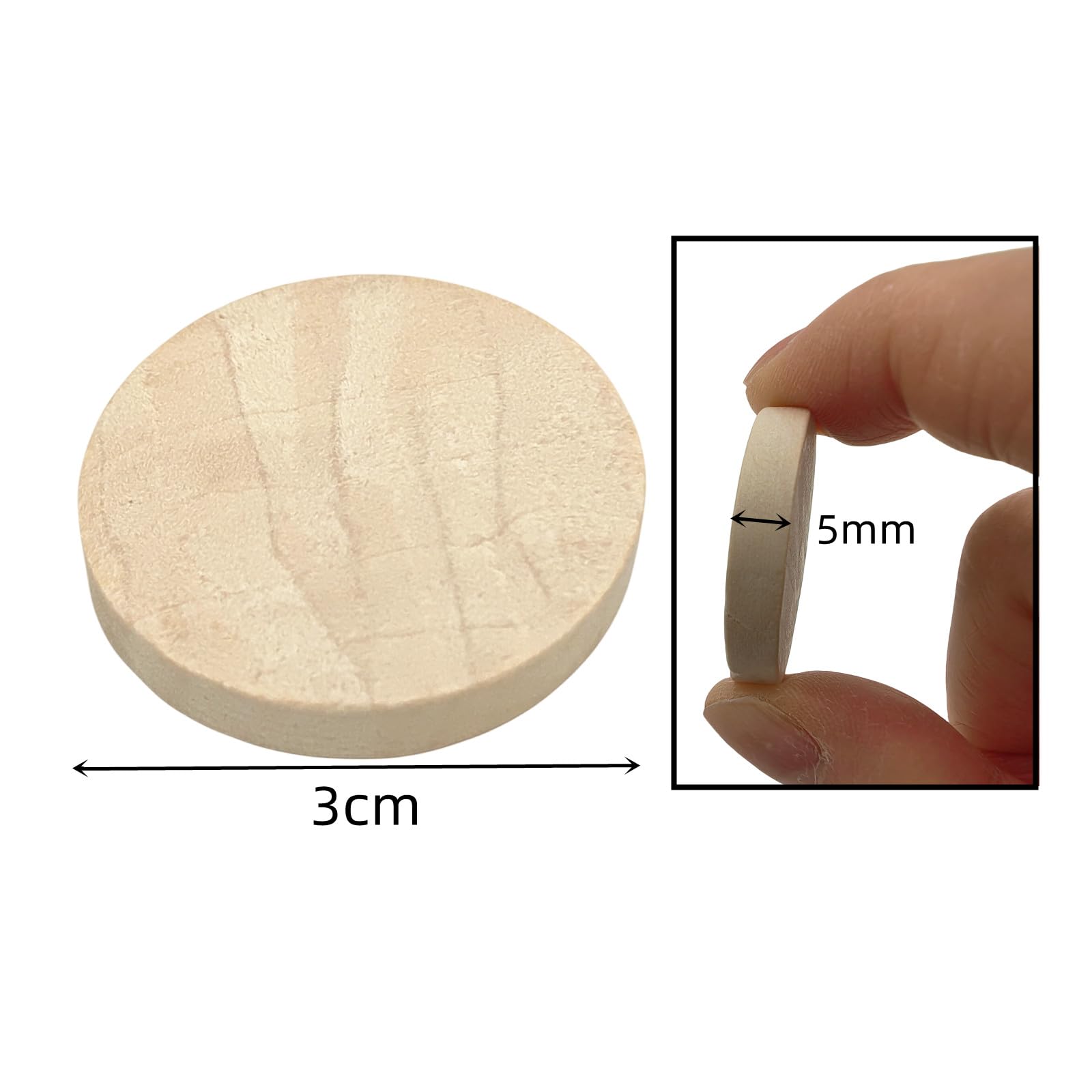100PCS Natural Wood Slices Blank Round Wooden Discs Unfinished Wood Circles Blank Wooden Ornaments for DIY Crafts (3cm) - Image 3