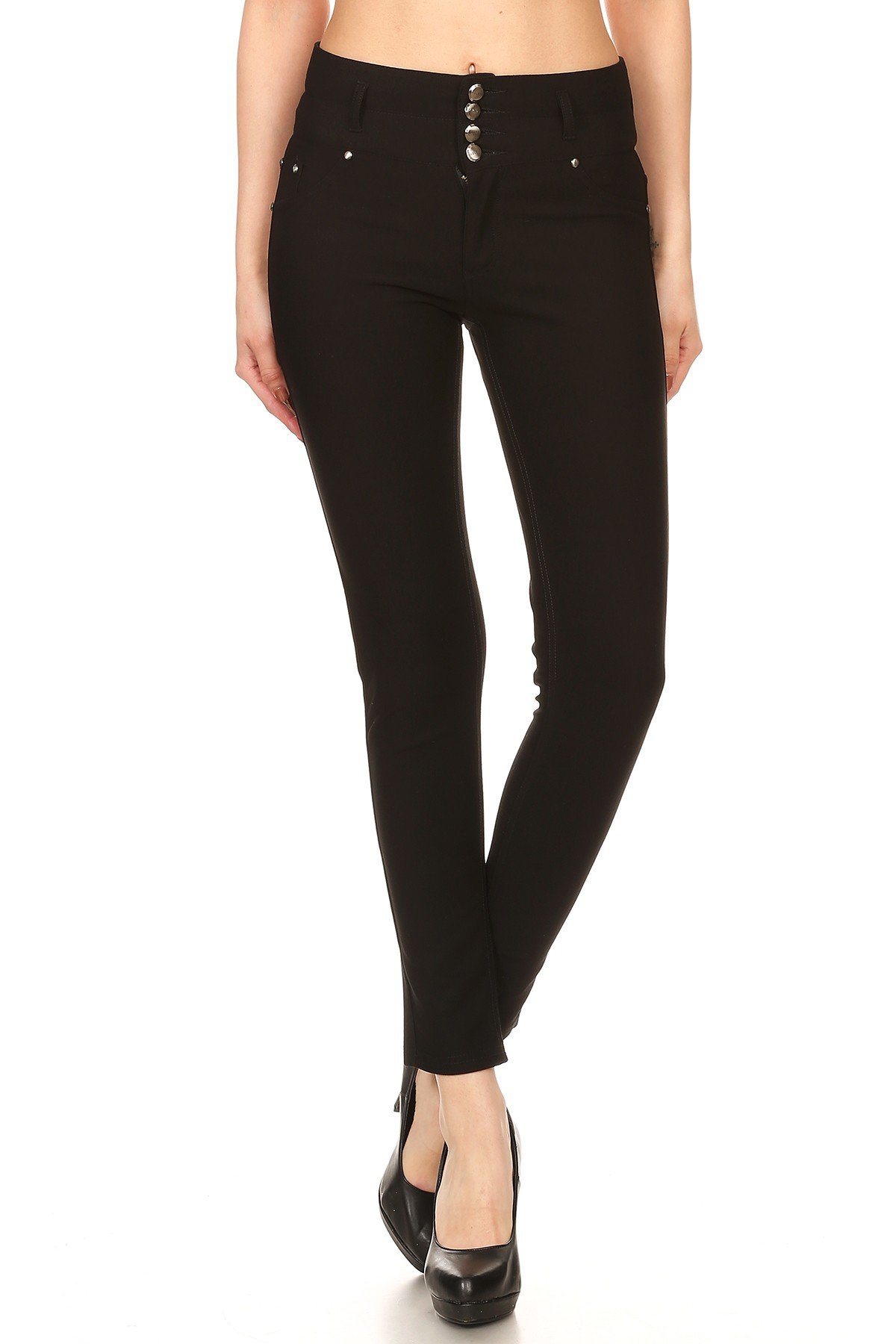 ICONOFLASH Womens High Waisted Stretch Skinny Ponte Knit Pants