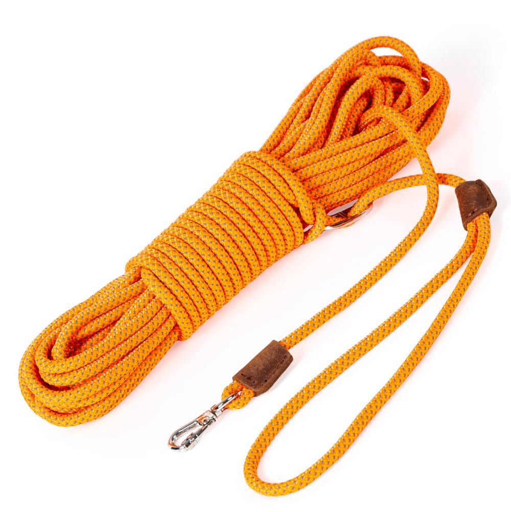 犬用リード ロングリード トレーニング ペット用品 Amazon | 小型犬用 ロングリード 10m オレンジ 丸ロープ 肩掛け 伸縮