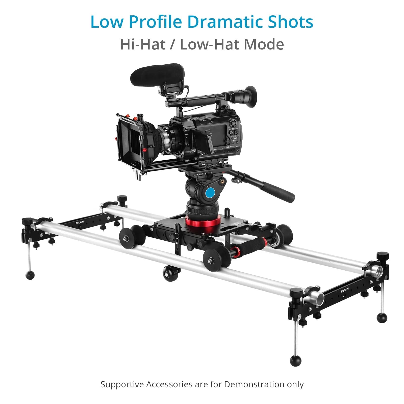 Proaim Fusion Video-/Filmkamera-Dolly Slider mit Track-Enden, läuft auf Schienen und flachen Oberflächen, Nutzlast bis zu 100 kg (DL-FUSN-01)