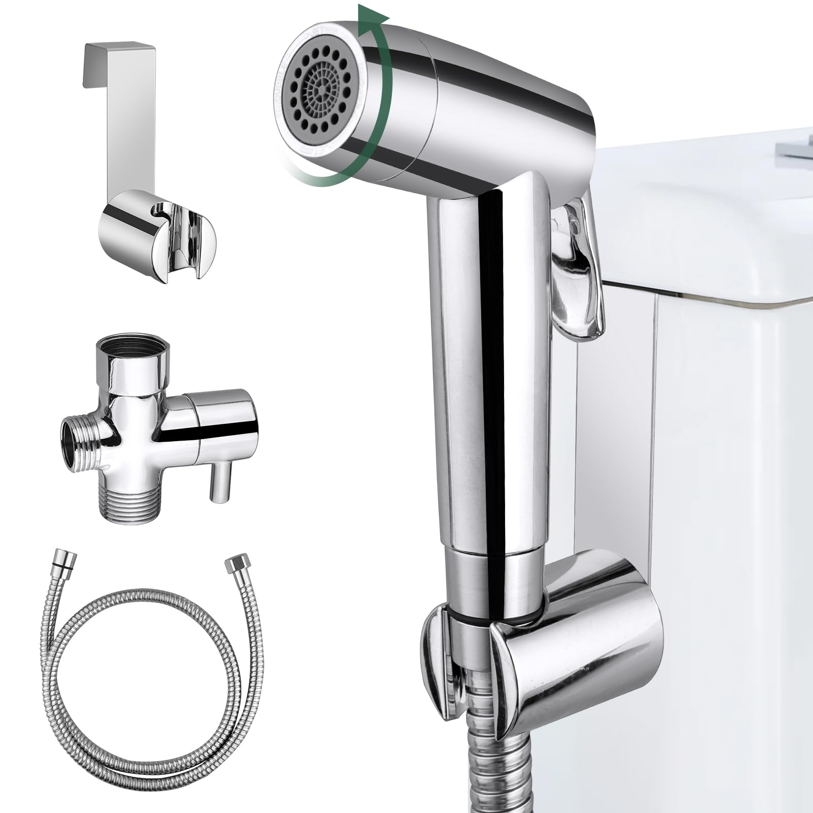 Rociador de grifo de inodoro con accesorio shattaf manual y manguera flexible para limpieza