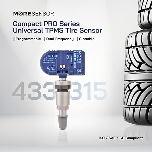 Miniatura 2 de MORESENSOR Compact PRO Series Sensor de presión de neumáticos TPMS programable universal de doble frecuencia | Paquete de 10 | 315 + 433 MHz |