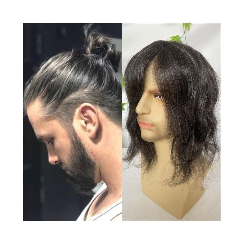 Postiche en cheveux humains pour hommes avec base en peau PU complet 8x10