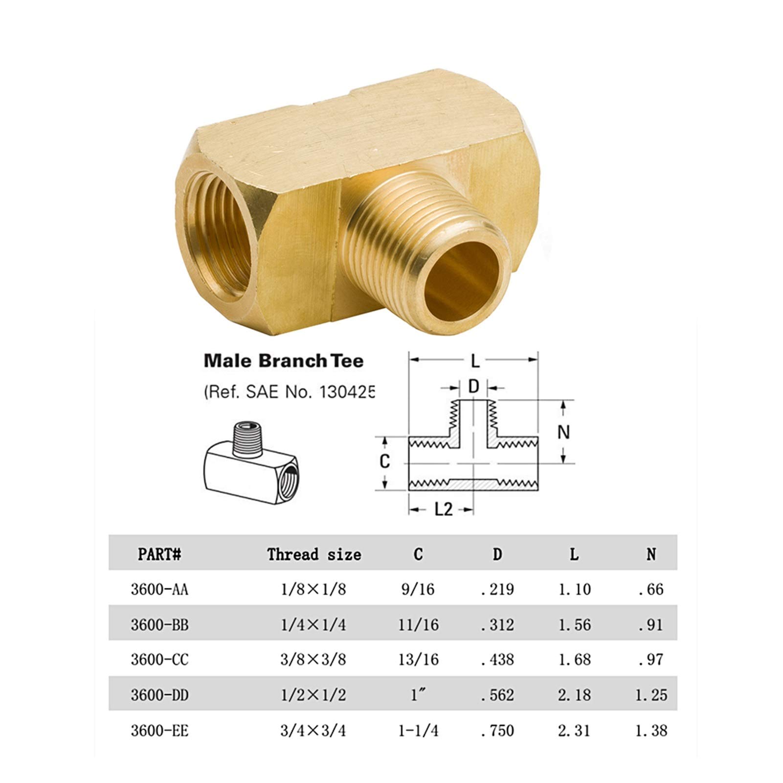 Qinlu-Brass Connector Hose Fitting 2pcs, 1/8