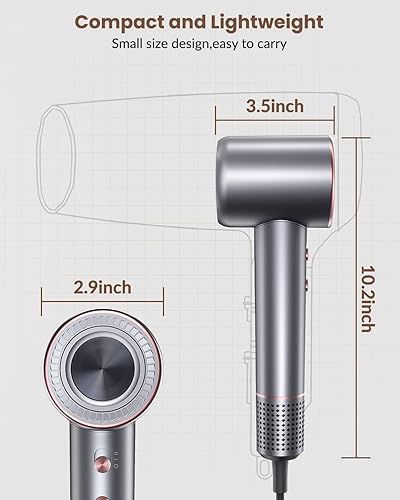 Miniatura 8 de Secador de pelo, 110000 rpm, motor sin escobillas, secador de soplado iónico negativo para secado rápido, secador de pelo con control térmico de
