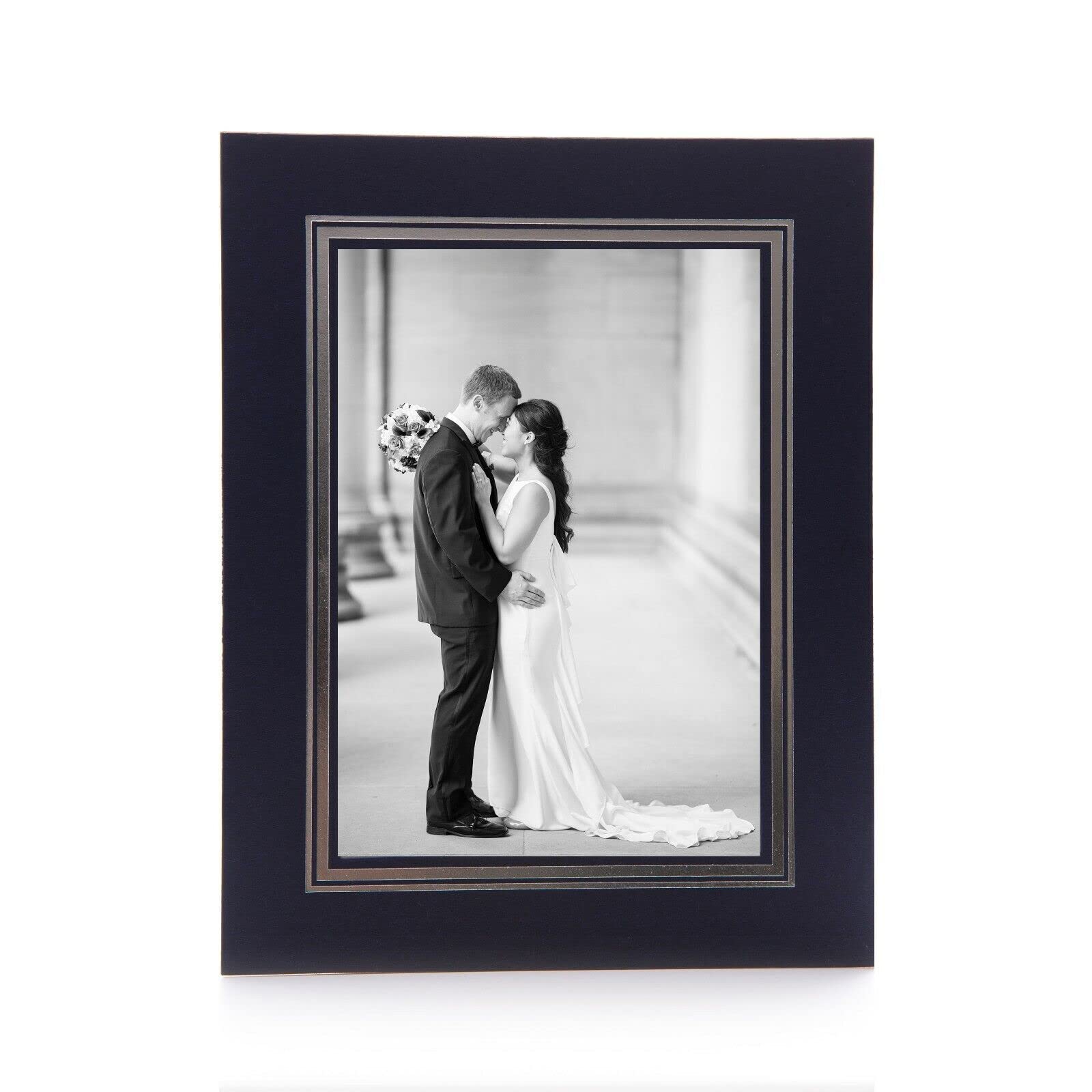Kenro Blue Cardboard Strut Mount Photo Frames 8x10 Inch / 20x25cm with Gold Border Pack of 10 Card Photo Mounts- PMA142/10 - Image 2