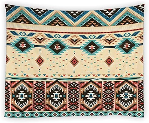 ASVEAS Aztec Tapestry Southwestern Native Tribal Navajo American Ethnic Abstract Triangular Geometric Vintage Beige Wall Hanging for Room Tapestry Living Bedroom 90x70 Inch