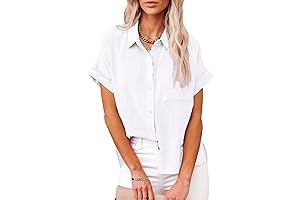 Womens Short Sleeve Button Down Casual Linen Shirts