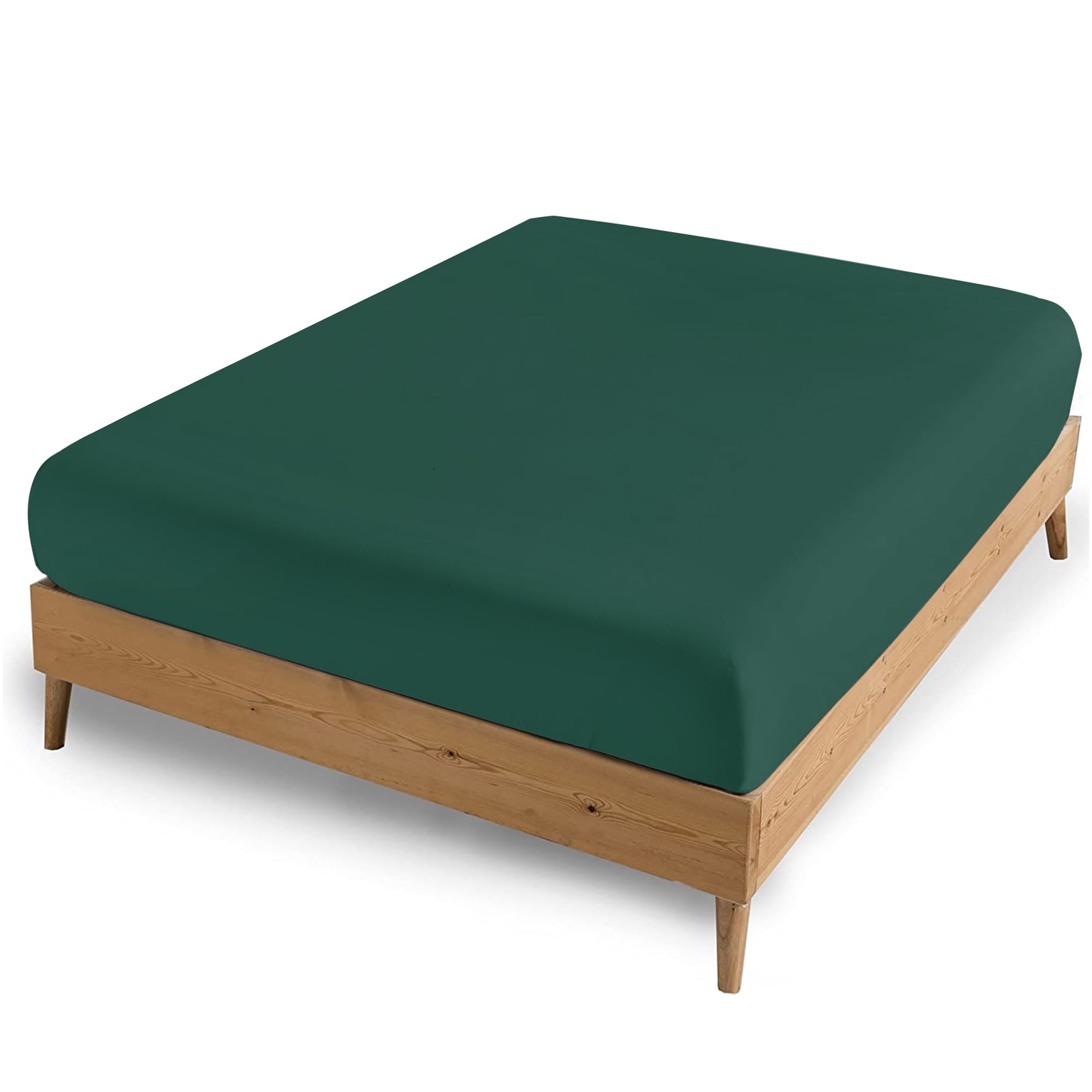 Ameha Emerald Double Fitted Sheet - Bed Sheets Extra Deep Pocket 40Cm Soft Brushed Microfiber For Double Bed