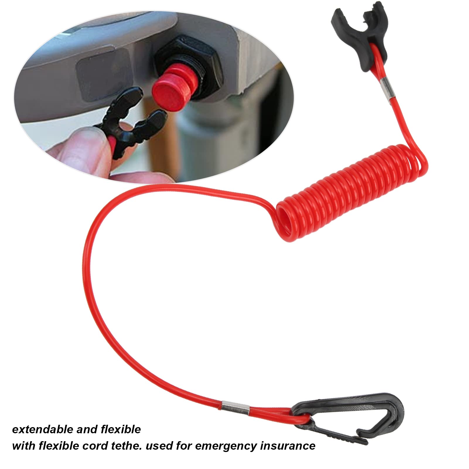 Interruttore Arresto Emergenza Motore Barca - Cordino, Sostitutivo Per BRP Evinrude Johnson, Codice 176288 - Foto 2