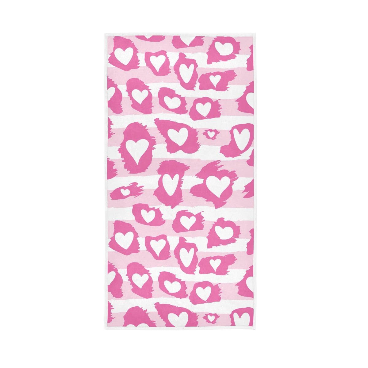 HUYGD Leopard Hearts Funny Hand Towels Bathroom, Hand Towel for Bathroom, Shower, Hotel, Spa 15 x 30 Inches