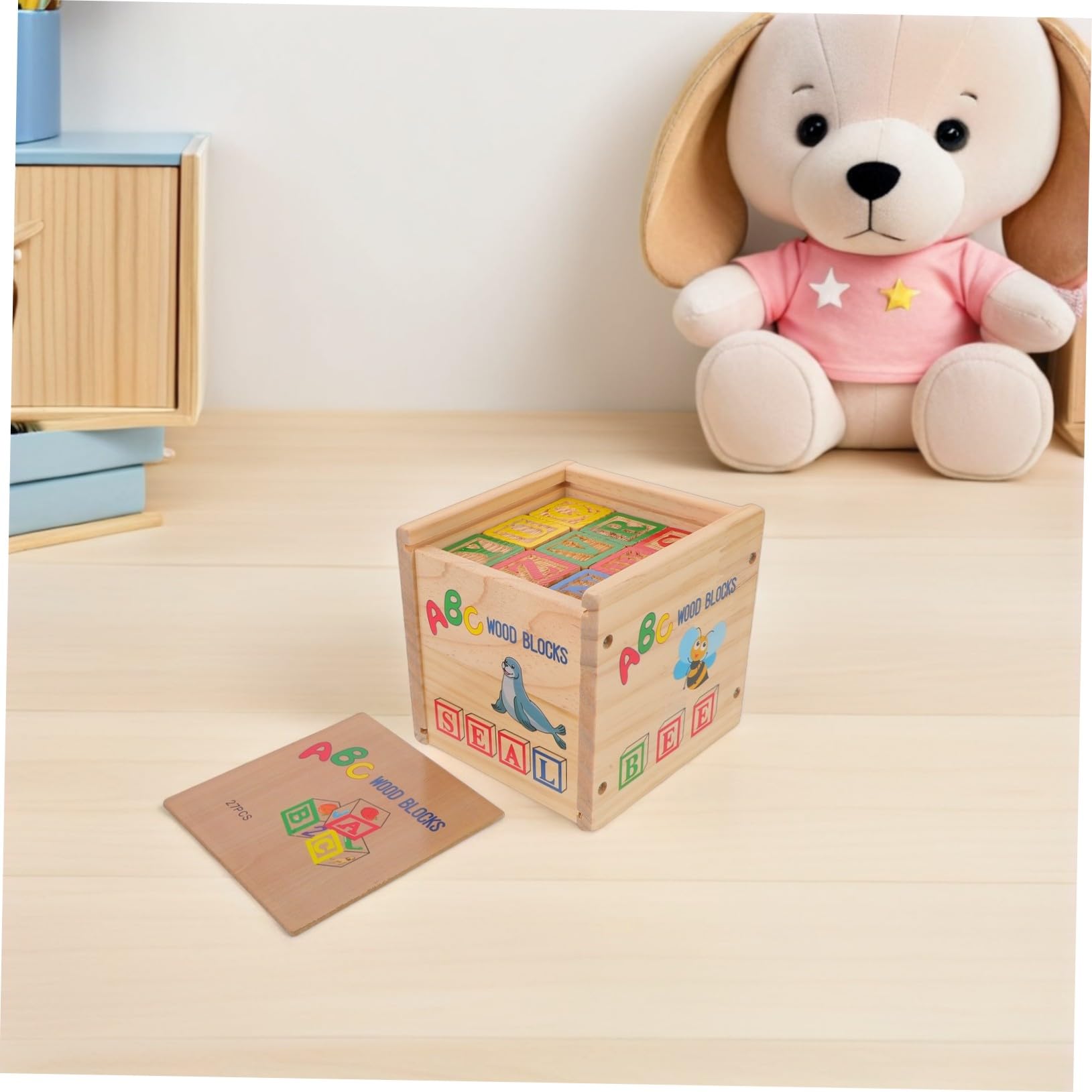 FRCOLOR Bloques de Madera ABC y Números para Niños, 27 Piezas