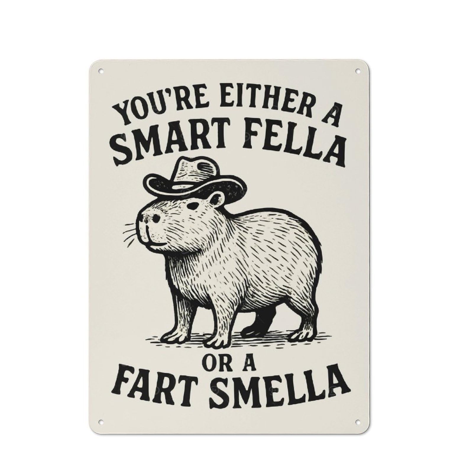 Junmoney Style-11 Capybara With Cowboy Hat Funny Quote Workshop Style Metal Wall Decor 40X30cm, Decorative Metal Plaque For Garage, Workshop, Shed Or Utility Room