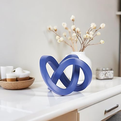 Miniatura 4 de Decoración de nudo azul marino para mesa auxiliar, decoración de eslabones para estantería, mesa de entrada, soporte de TV, escultura de nudo para