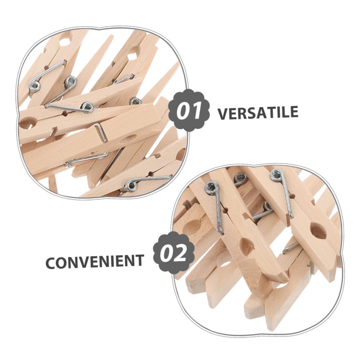 iplusmile 70 Piezas Pinzas de Madera para Ropa y Manualidades de Unidades Clips Antideslizantes Resistentes al Viento para Colgar Calcetines Toallas Fotos y Notas Decorativas