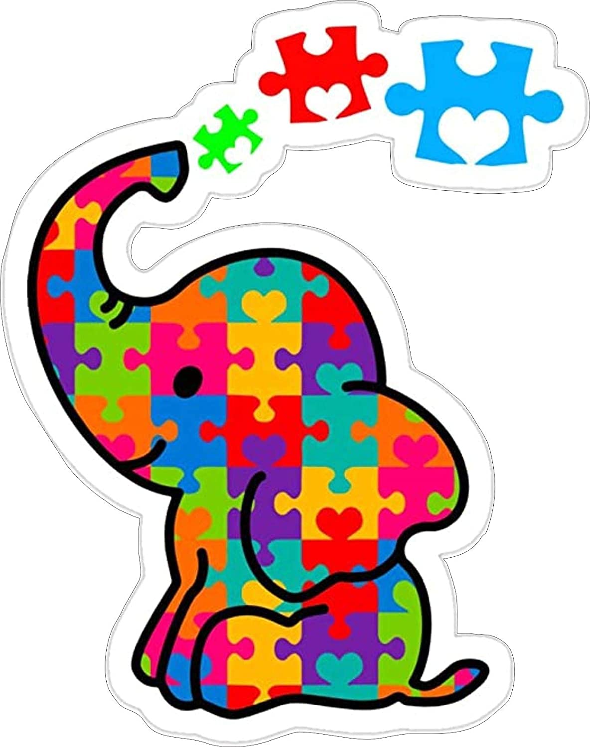 LINNI'S VINYL BANNERS2pcs Autism Awareness Elephant 5 inch Sticker | Decal for Laptop, Window, Door, Shop