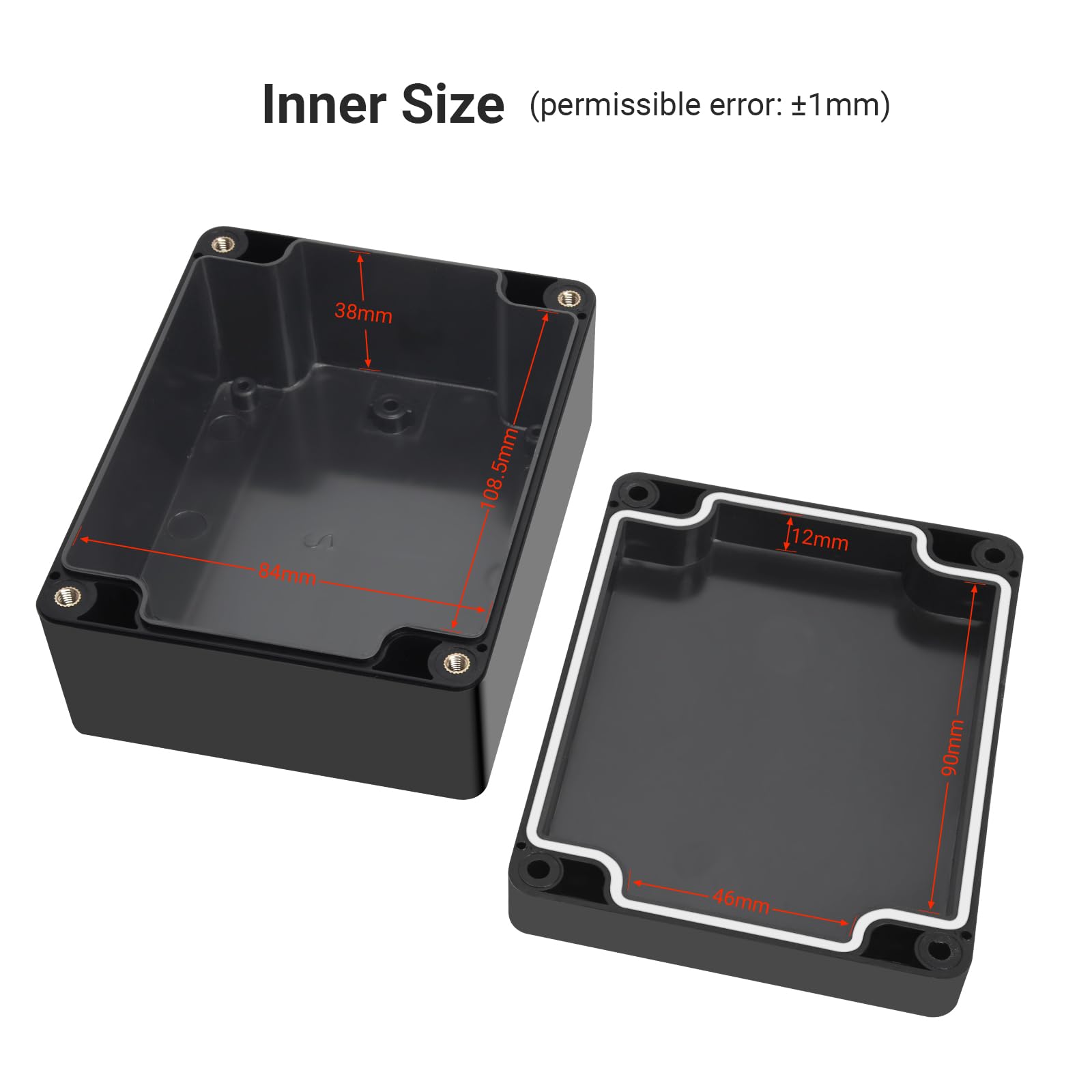 Project Box Therlan IP65 Waterproof Electronics Box DIY ABS Junction Box Plastic Project Enclosure Universal Project Connecting Case For Indoor Outdoor (Black - Image 3