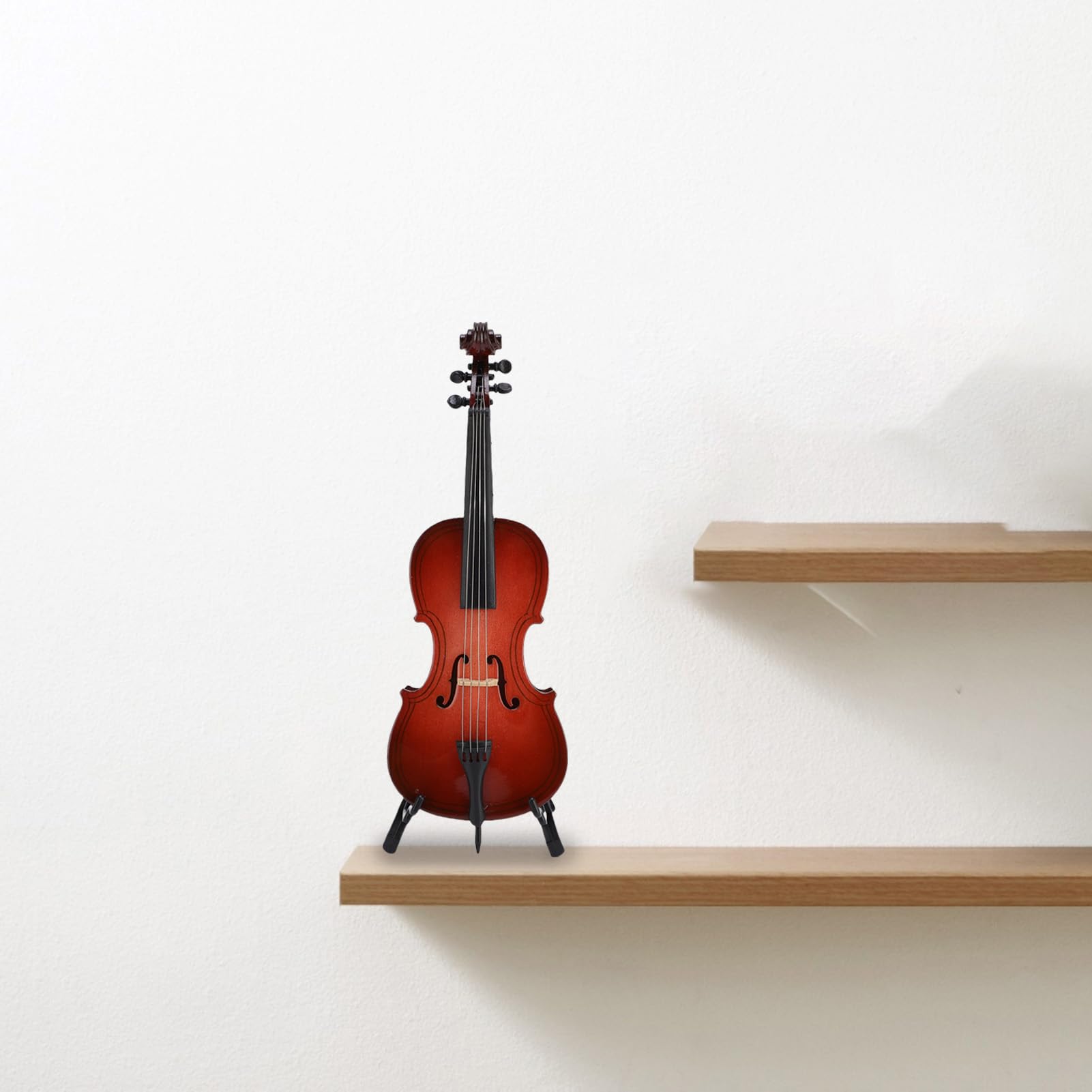 drewniany miniaturowy model wiolonczeli, model repliki instrumentu muzycznego z stojakiem bok case do lalki