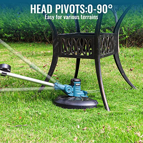 Wesco Cordless String Trimmer/Edger With Power Head 2 X 2.0Ah Battery And Charger Included, 40-Volt 180° Adjustable Handles Electric Wheeled Mini-Mower 13-Inch #TOP2