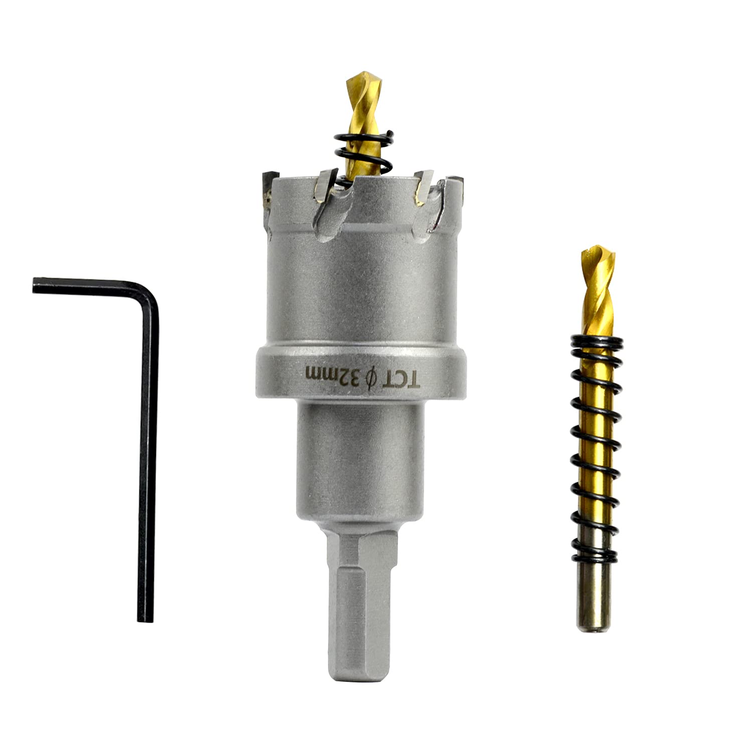 ASNOMY Tungsten Carbide Tipped Hole Saw Drill Bit for Hard Metal, 1-1/4 Inch T.C.T Hole Saw Cutter with 2pcs Titanium-Plated Pilot Drill bit for Metal, Steel, Iron, Wood, Plastic