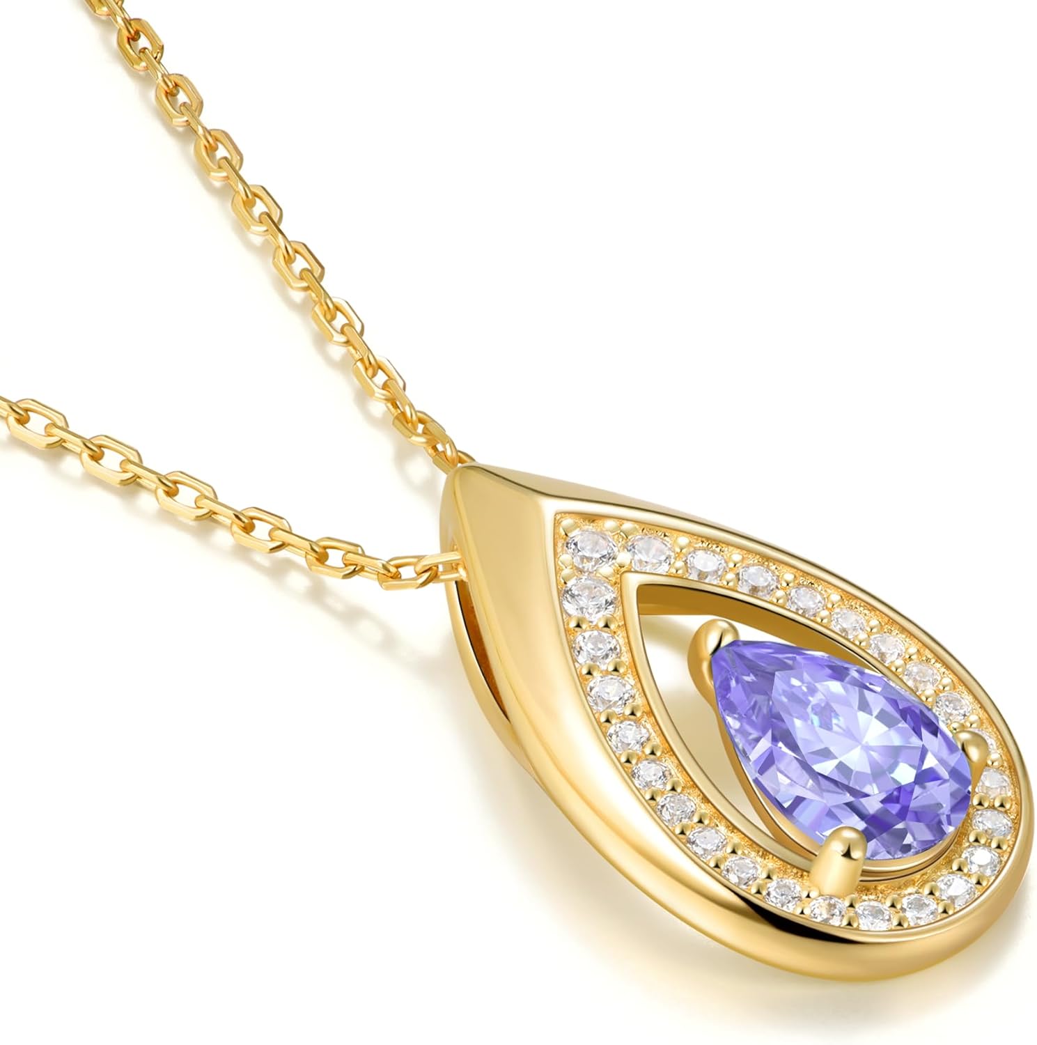 Birthday Jewelry Valentine's Day Gifts for Wife/Girlfriend - 14K Gold/White Gold Lab-Grown Moissanite/Emerald/Birthstone Pendant Necklaces for Women, Classic Style Non Tarnish 16"+2" Adjustable