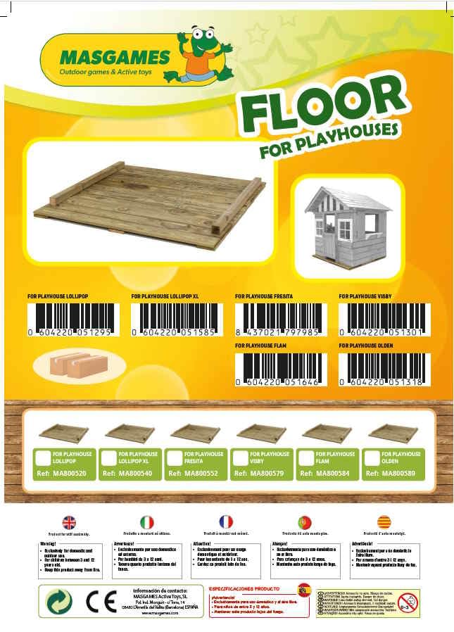 MASGAMES | Suelo de Madera para la casita Lollipop | Accesorio | Madera tratada para el Exterior