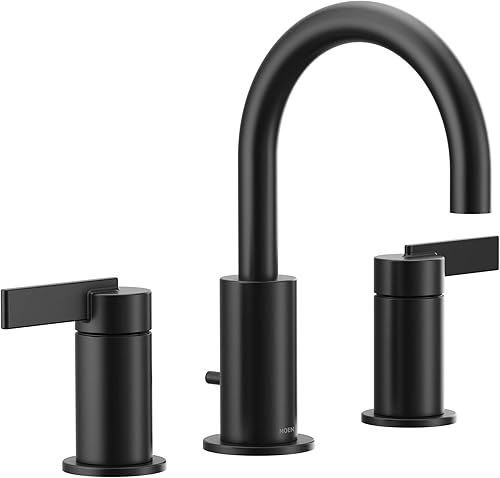 Moen T6222BL CIA Collection - Kit de grifería de baño de arco alto de 2 manijas de 8 pulgadas, requiere válvula, negro mate
