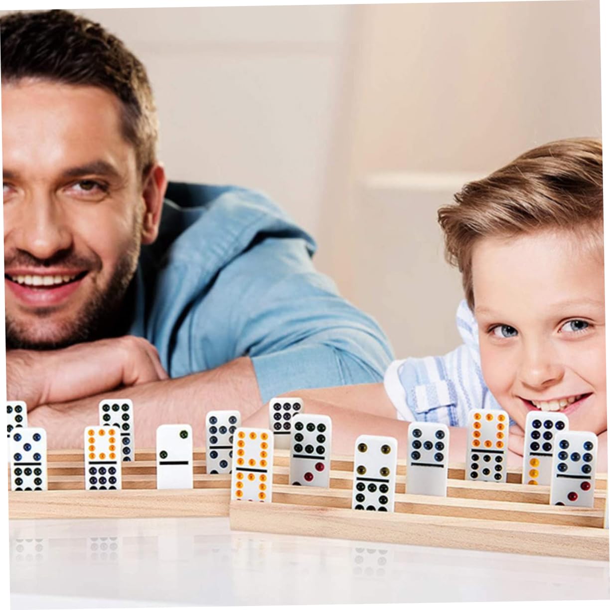 Estantes de Dominó de Madera 3 Piezas Beige para Juegos