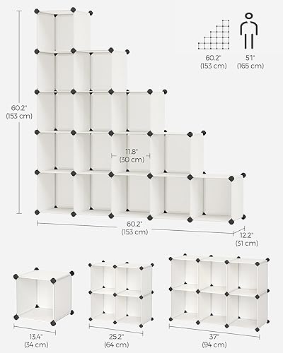 Miniatura 3 de SONGMICS Organizador de almacenamiento en cubos, juego de 16 cubos de plástico, organizadores de armario y almacenamiento, organización de