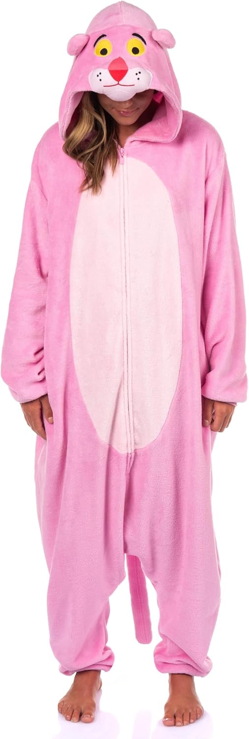 INTIMO The Pink Panther Adult Kigurumi Hooded Costume Pajama Lounge Union Suit Sleepwear For Men Women
