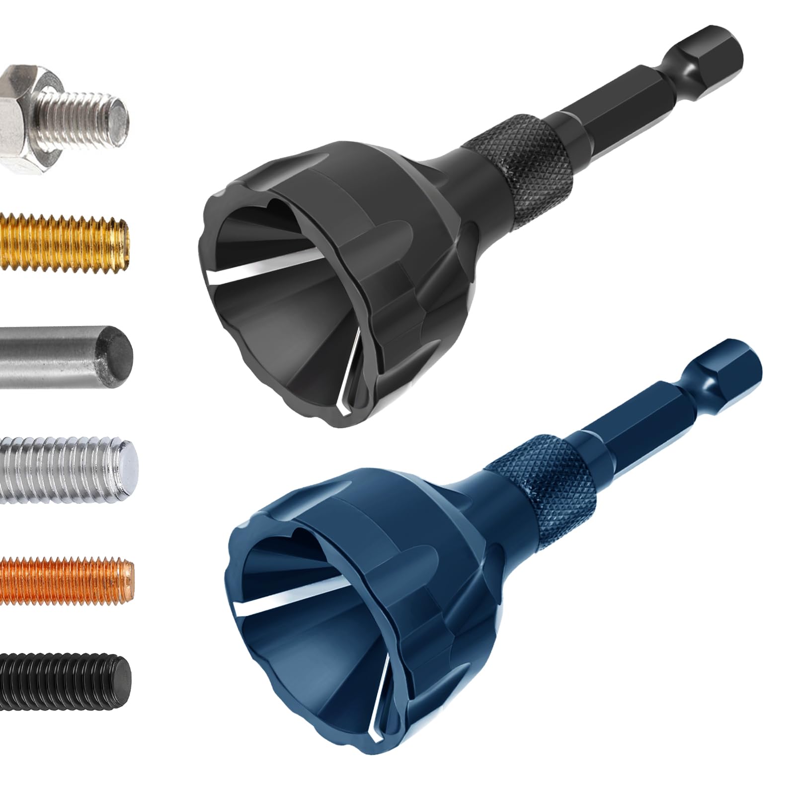 Hakkin 2Pack Hex Shank Deburring External Chamfer Tool with Carbide Blade, Quick Release Deburring Chamfering Drill Bit Repairing Damaged Bolts Screws