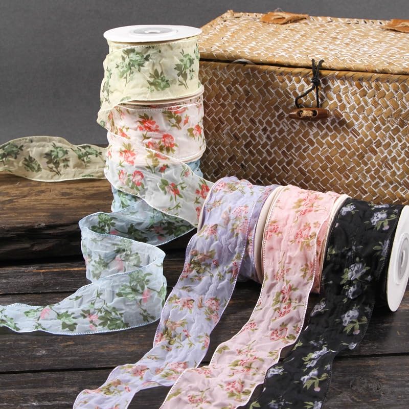 Ruban Ruban de soie Ruban de soie en mousseline de soie, 100 yards, 2.5/3.8/5CM de large, for emballage de cadeaux, ruban d'emballage de Bouquet de fleurs, for l'artisanat de fleurs bricolage(Purple,5