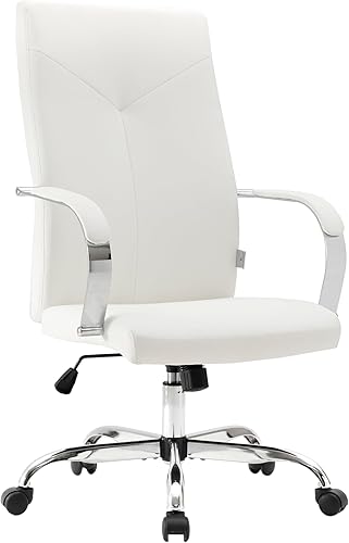 Miniatura 35 de LeisureMod Sonora - Silla de oficina ejecutiva ergonómica de cuero con respaldo alto y altura ajustable y giratorio para el hogar y la oficina Negro