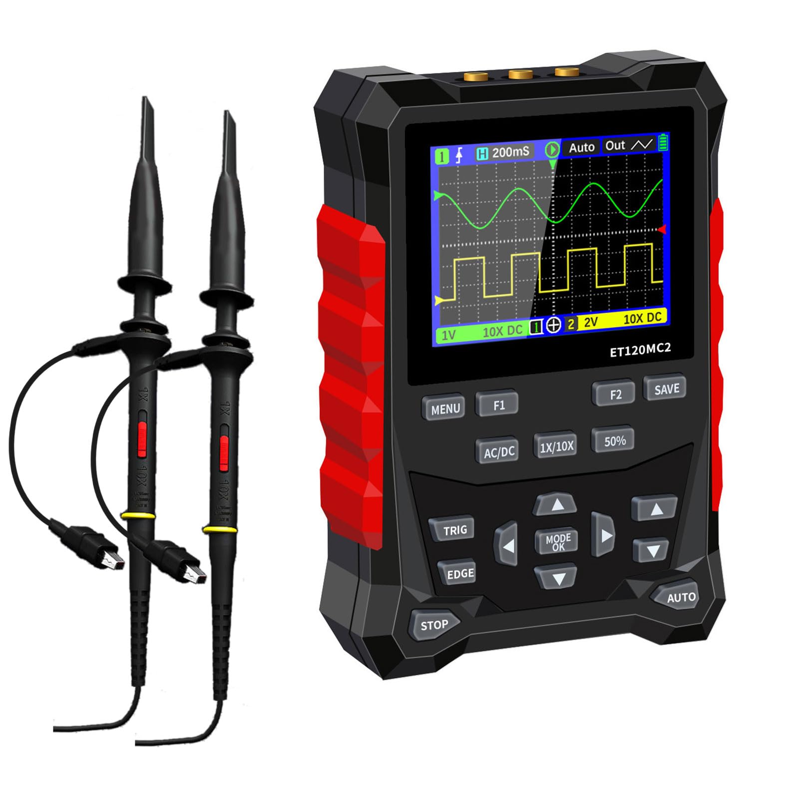 120M Bandwidth Oscilloscope Waveforms Storage 2.4inch Display Waveform Generator 500MSa / s Rate with 2 Channel Oscilloscope