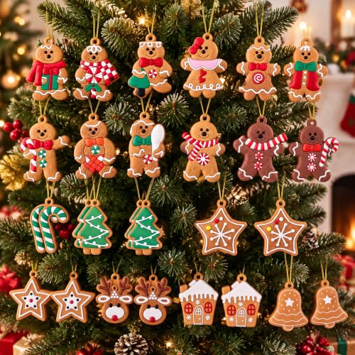 24 Pieces Gingerbread Christmas Decorations Tree Ornaments Holiday Decor