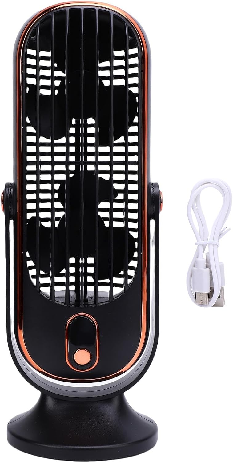 TOPINCN Small Tower Fan, Oscillating Table Fan 5 Speeds Portable USB Desk Fan for Bedroom Office, Standing Desk Fan Quiet Brushless Motor Tower Fan Personal Tower Cooling Fan (Black)