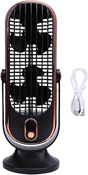 Desk Fan Small Quiet Bladeless Fan 5 Speeds Brushless USB Rechargeable Table Tower Fan Portable Desk Fan for Home Office Kitchen Indoor Black