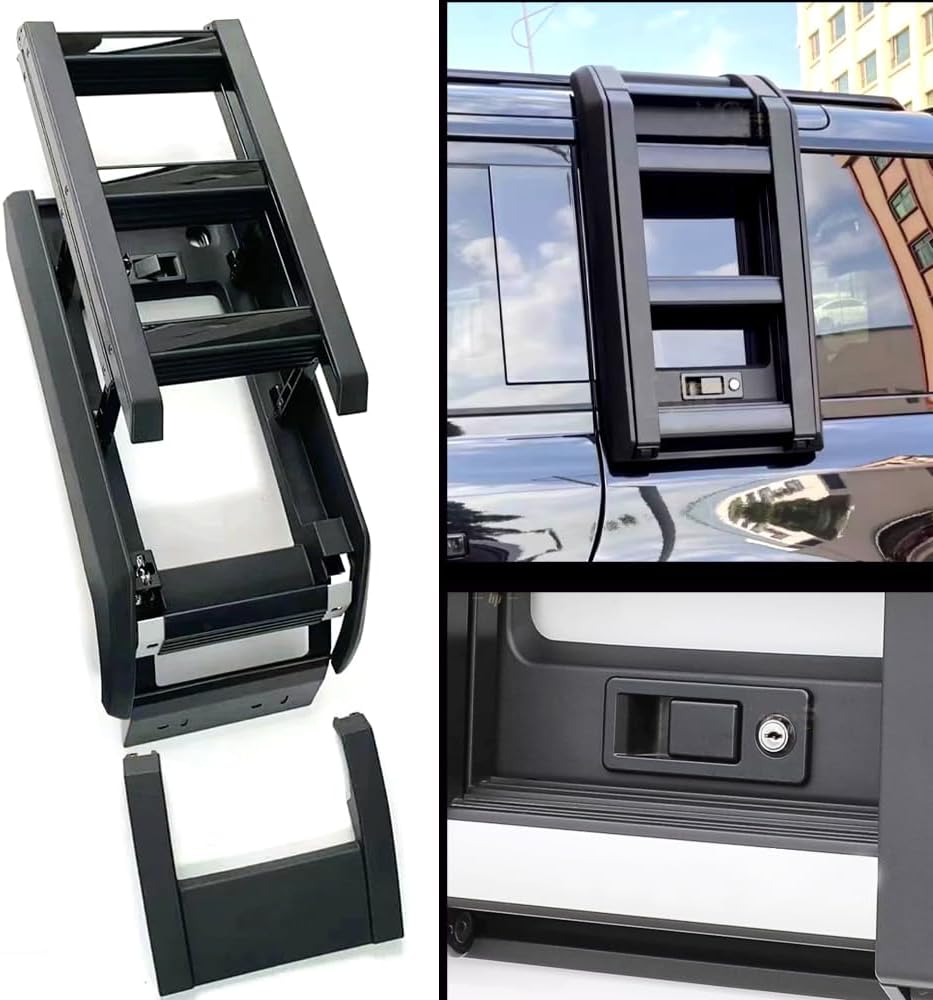 Matte Black Side Access Ladder fit for Land Rover Defender 110 90 130 2020-2026 Rack Side Window Roof Step Ladder