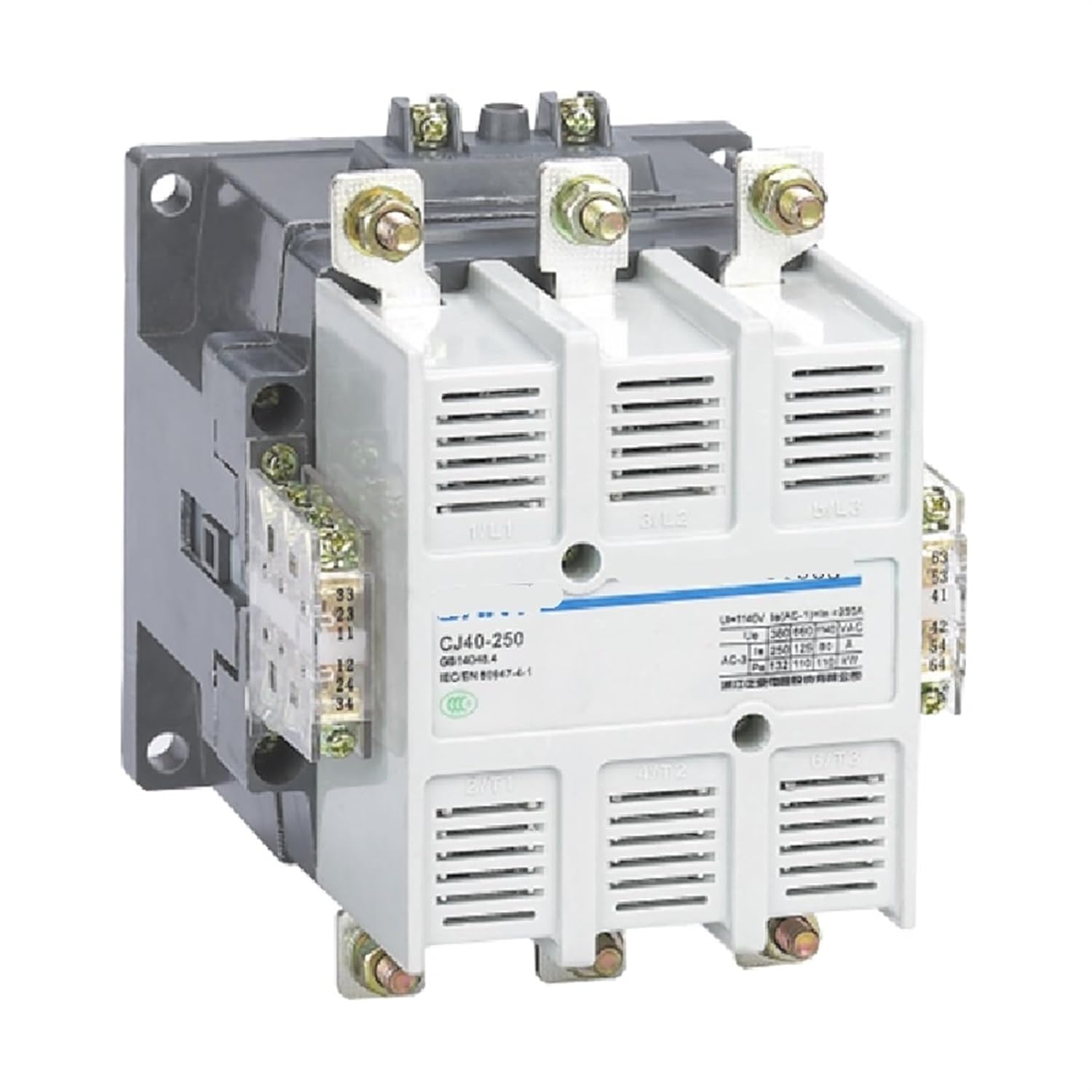 CJ40 CJ40-100 CJ40-125 CJ40-160 CJ40-200 CJ40-250 CJ40-630 800A 1000A AC 220V 380V Electric Magnetic 3 Phase Contactor 1Pcs(CJ40-63A,220V)