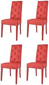 t m c s Tommychairs - Set 4 sillas Chantal para Cocina, Comedor, Bar y Restaurante, solida Estructura en Madera de Haya y Asiento tapizado en Polipiel roja