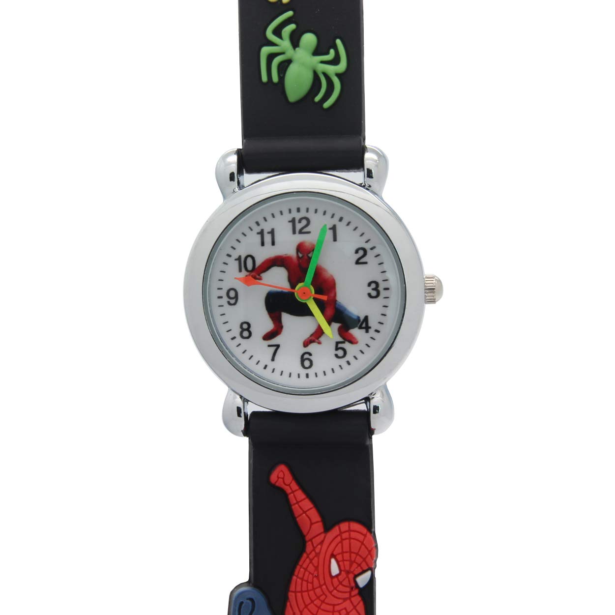 TimerMall Spider Man Pattern Silicone Band Sport Style Children's Watches Kids Boys Girls Wristwatch Easy Reader Time Teacher 3D Cute Cartoon Quartz Watches