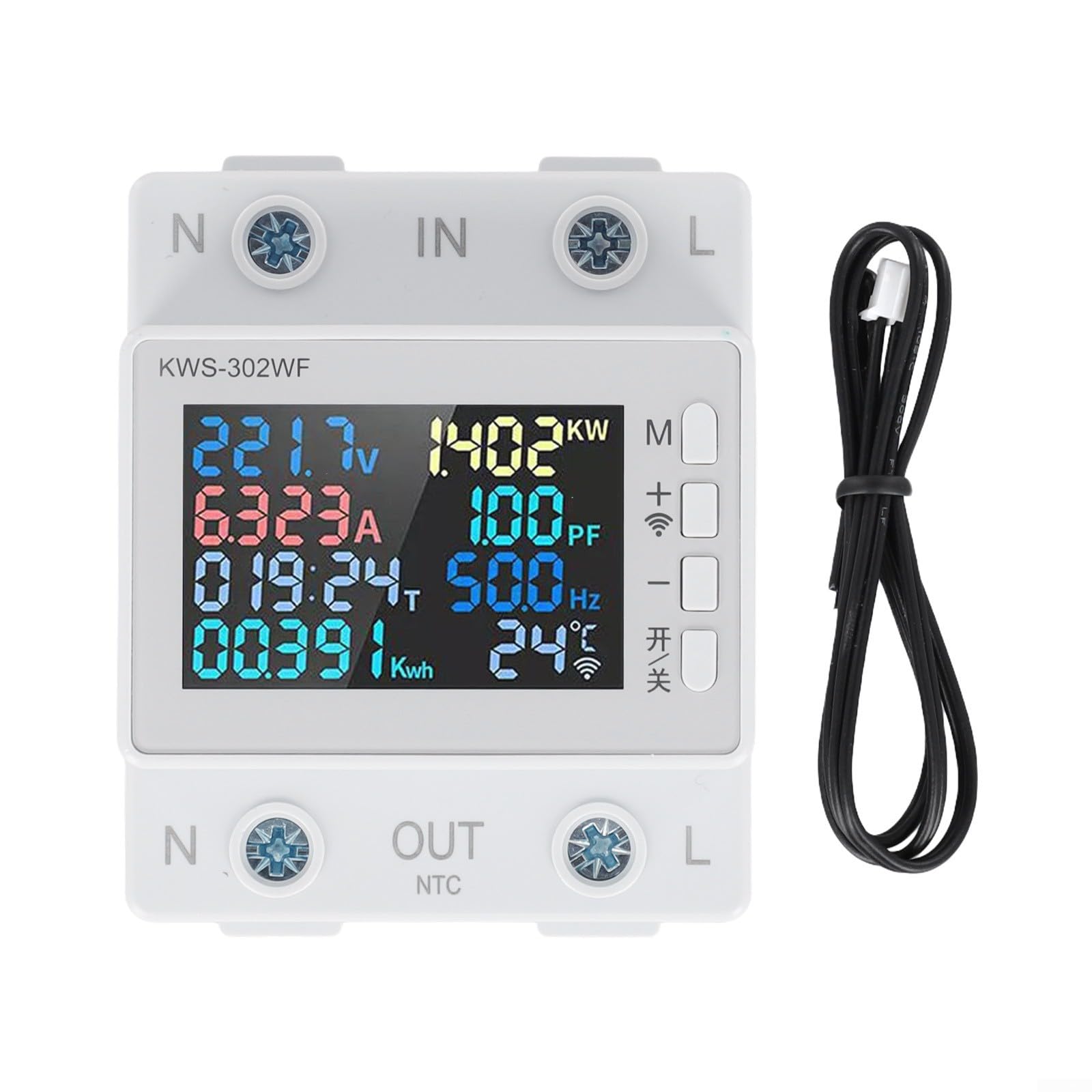 Voltmètre de puissance CA rail DIN KWS-302 avec écran LCD pour gestion d'énergie