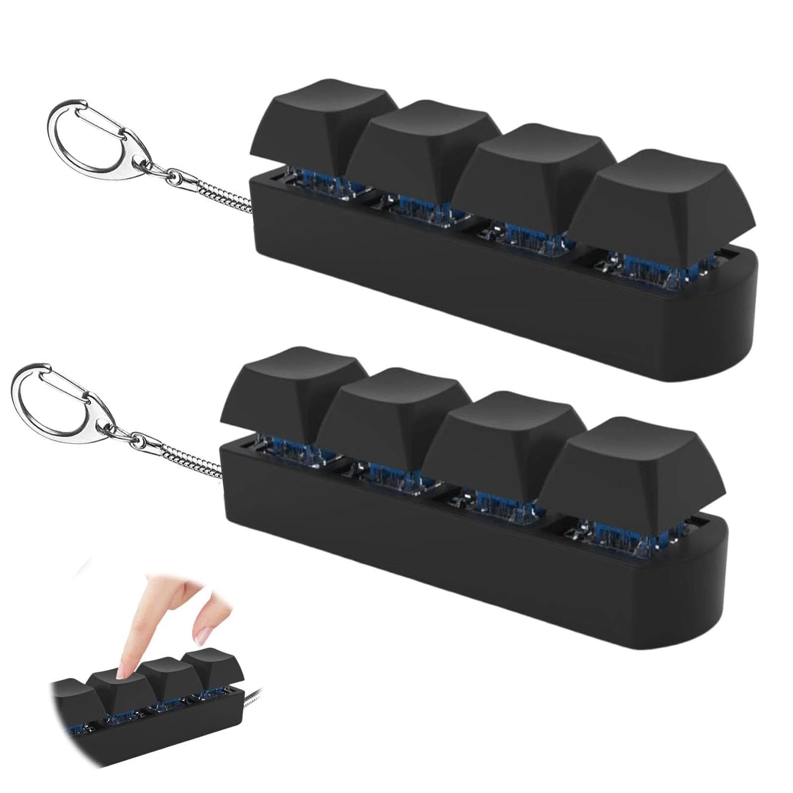 AYZDJ 2 Pack Keyboard Fidget Toy, Clicky Button Sensory Stress Relief Gadget with Keychain for Office & Home