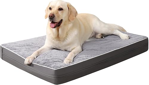 Miniatura 1 de Cama ortopédica para perros grandes y medianos, cama impermeable para jaula con funda lavable, cama de espuma para huevos, 35 x 22 pulgadas para