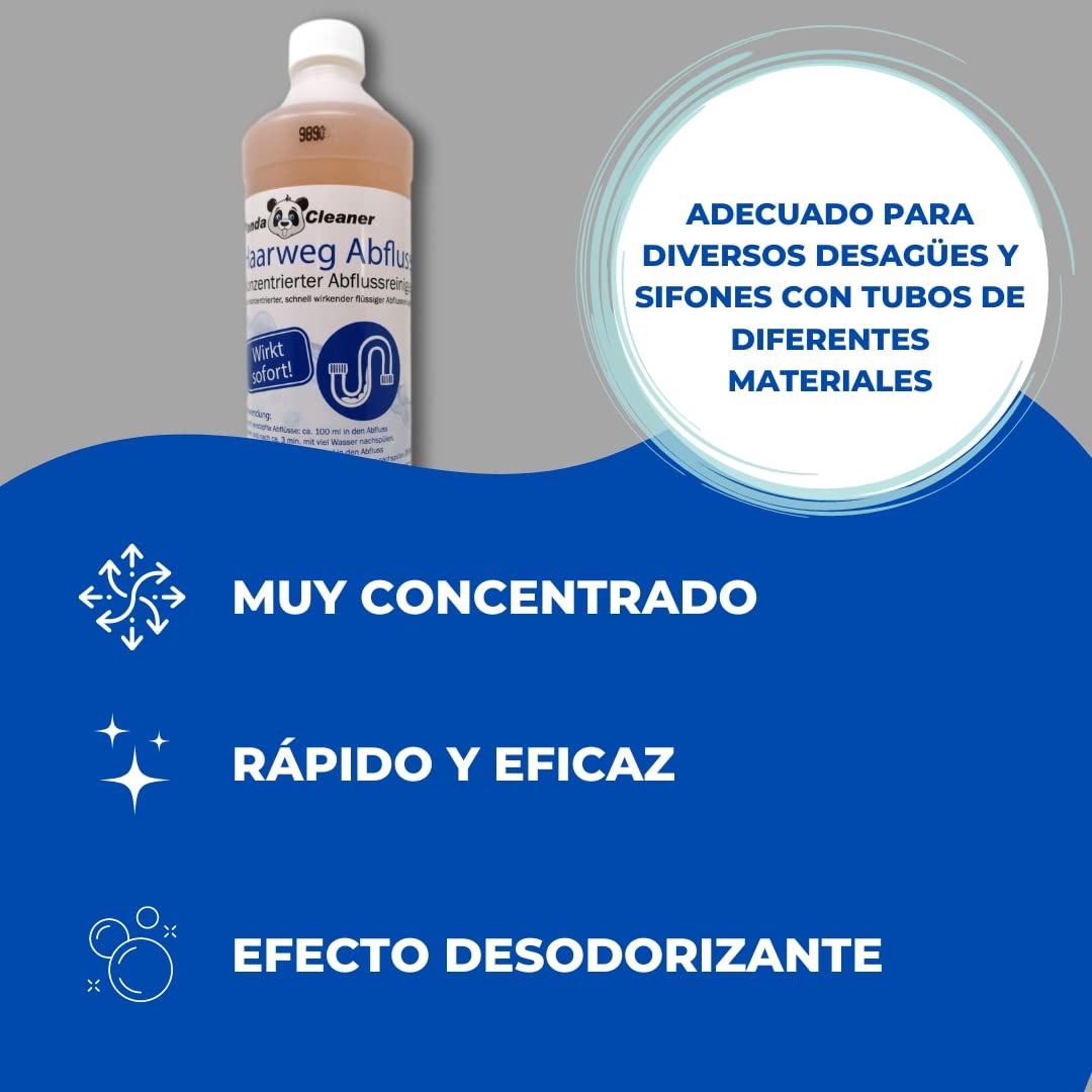 PandaCleaner Haar-weg Desatascador para el cabello en los desagües, elimina atascos orgánicos