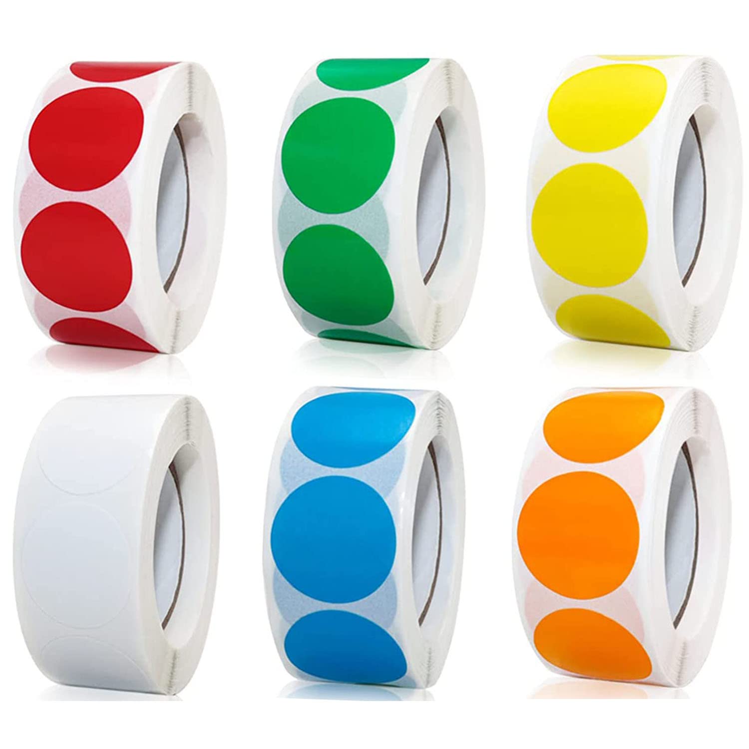 Marking Dots, Pack of 3000 Colourful Adhesive Dots on Roll, Self-Adhesive, Round Stickers, Perfect for Labelling in the Office, Stickers Round 25 x 25 mm, 6 Colours — image 1