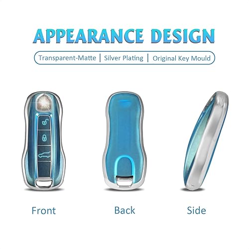 Miniatura 10 de WORCAS Funda protectora inteligente para llavero compatible con Porsche 911 Cayenne Panamera TAYCAN 3 botones de entrada sin llave accesorios de