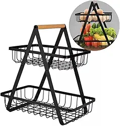 VITX Fruteira De Mesa Organizador De Frutas Cesto Metal Aramado Cor Preto Pintura Eletrostatica Que Nao Descasca